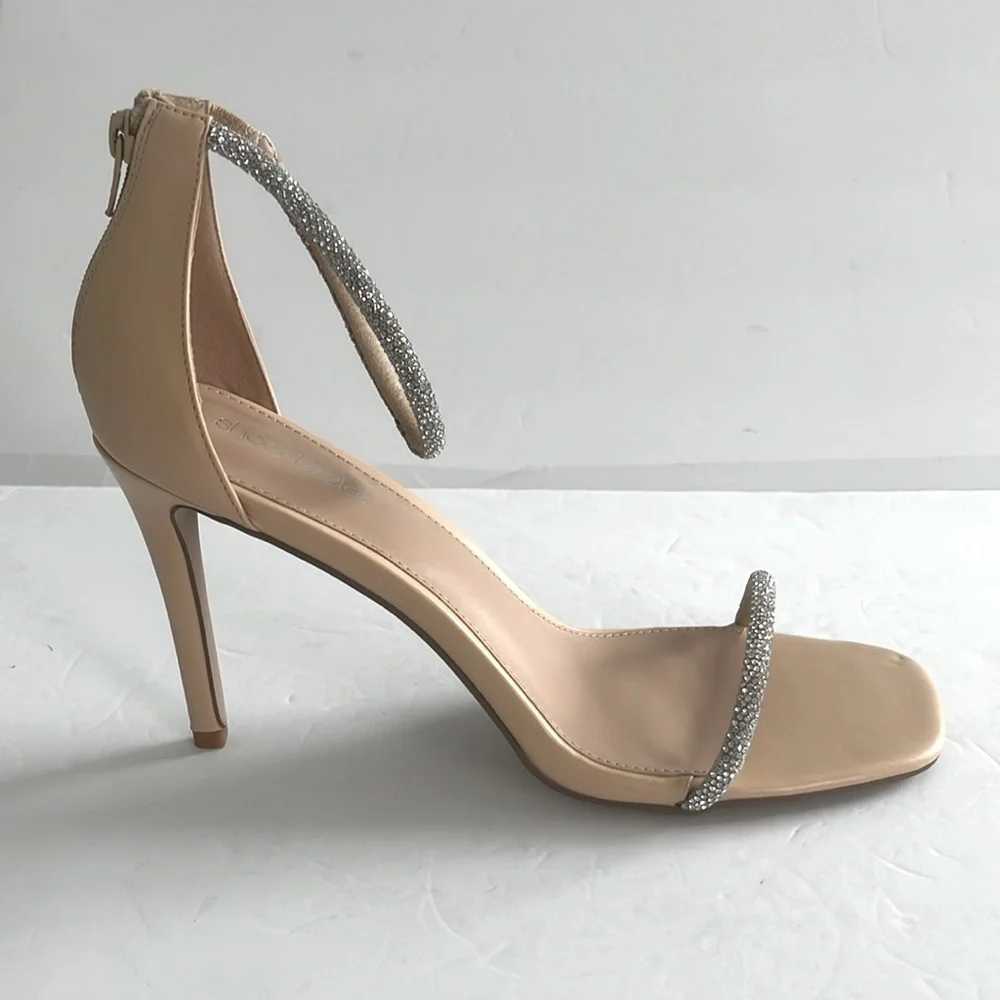 Shoe Dazzle Alexxia Dress Sandals Stiletto Heels with Rhinestone Straps Size 12 - Picture 5 of 9